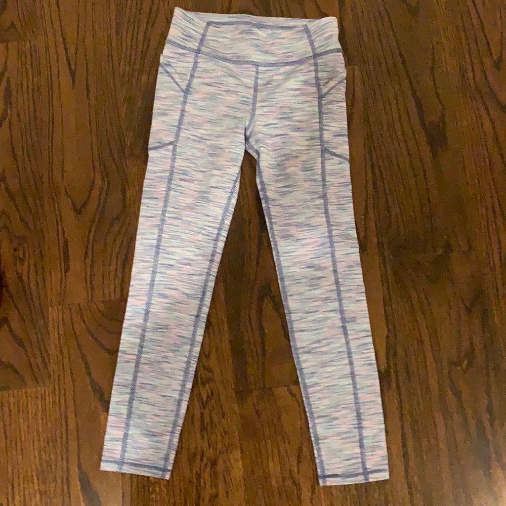 All in motion blue pink purple leggings w/ pockets